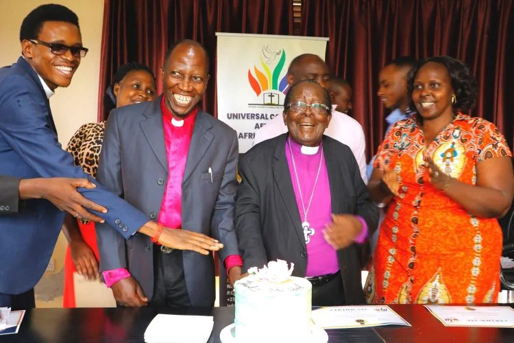Bishop Senyonjo with other religious leaders at a 2023 event